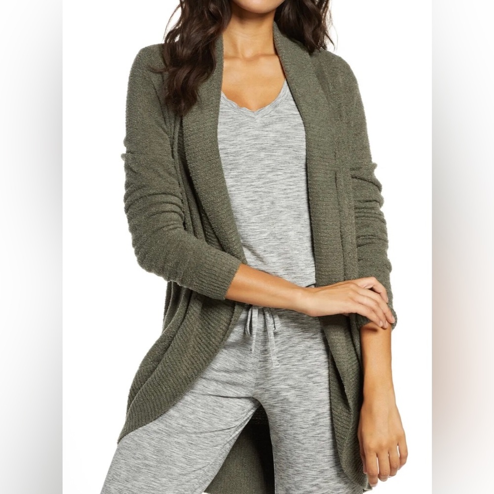 Barefoot Dreams Cozy Chic Lite Cardigan Sweater Olive Green